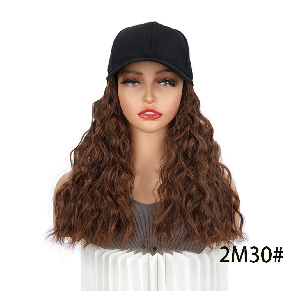 17.7inch Bob Hair With Baseball CapWave Curly Hair Hat Short SyntheticHair Extensions For Women