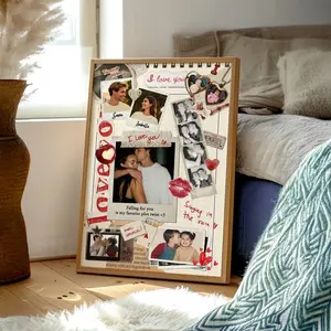 Customized Matchbook Poster, Couples Photos Collage Print Wall Art, Anniversary Gift