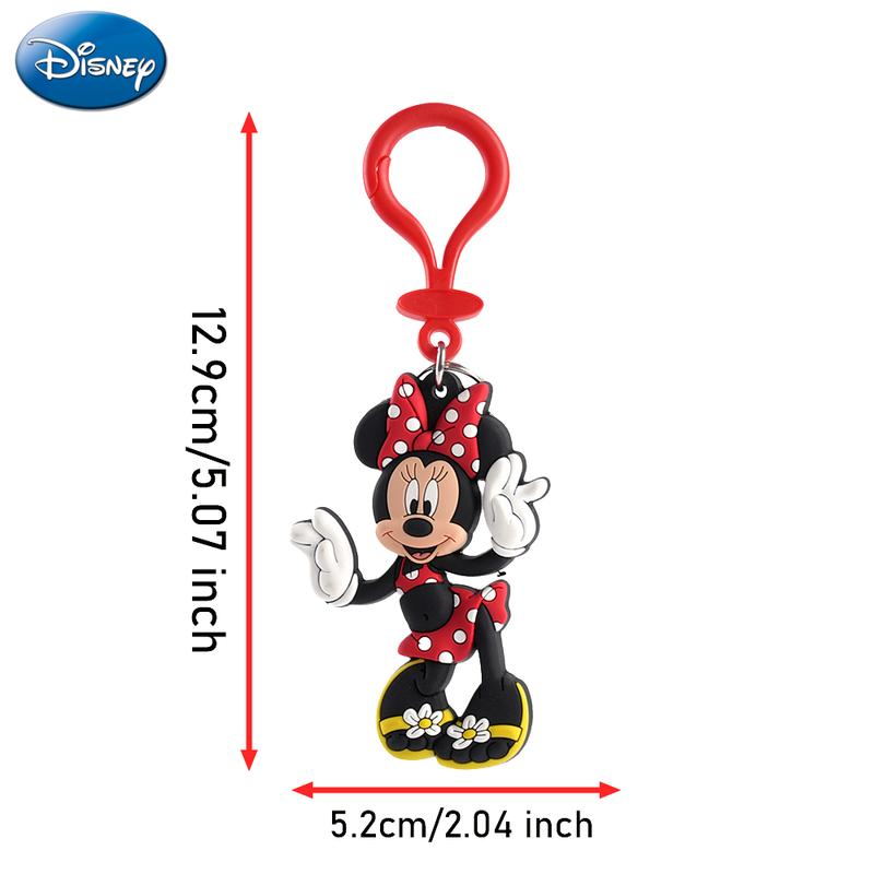 Disney Mickey Keychain 1PC Official License 3D Cute Novelty Figurine Bag Clip Charms Anime Figure Keychain Collector Keyring Backpack Decor Durable PVC Rubber Gift