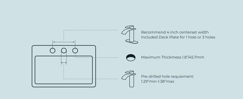 FORIOUS Waterfall Bathroom Faucet Single Handle with Deck Plate, Metal Pop up Drain, cUPC Hoses for Vanity Basin RV Lavatory Sink, Drip-Free Stability, Rust-Resistant, 3/8" Hoses Included - Decorative