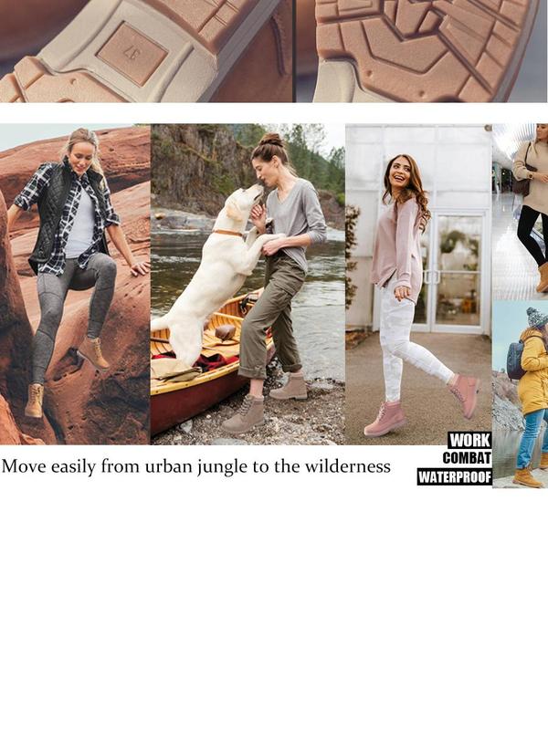 Athlefit 2025 New Style Fashion Women's Waterproof Hiking Combat Boots - Lace-up Low-top Short Boots - Ankle Guard Boots - Women's Winter Boots - Comfortable Casual Outdoor Shoes - Girl's Style