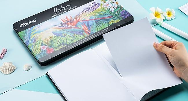 Ohuhu Double-Sided Marker Pad Art Sketchbook Bleedproof - 90 lb/150 GSM Smooth Drawing Paper - 60 Sheets/120 Pages - Hardcover Sketching Book for Alcohol Markers Paints