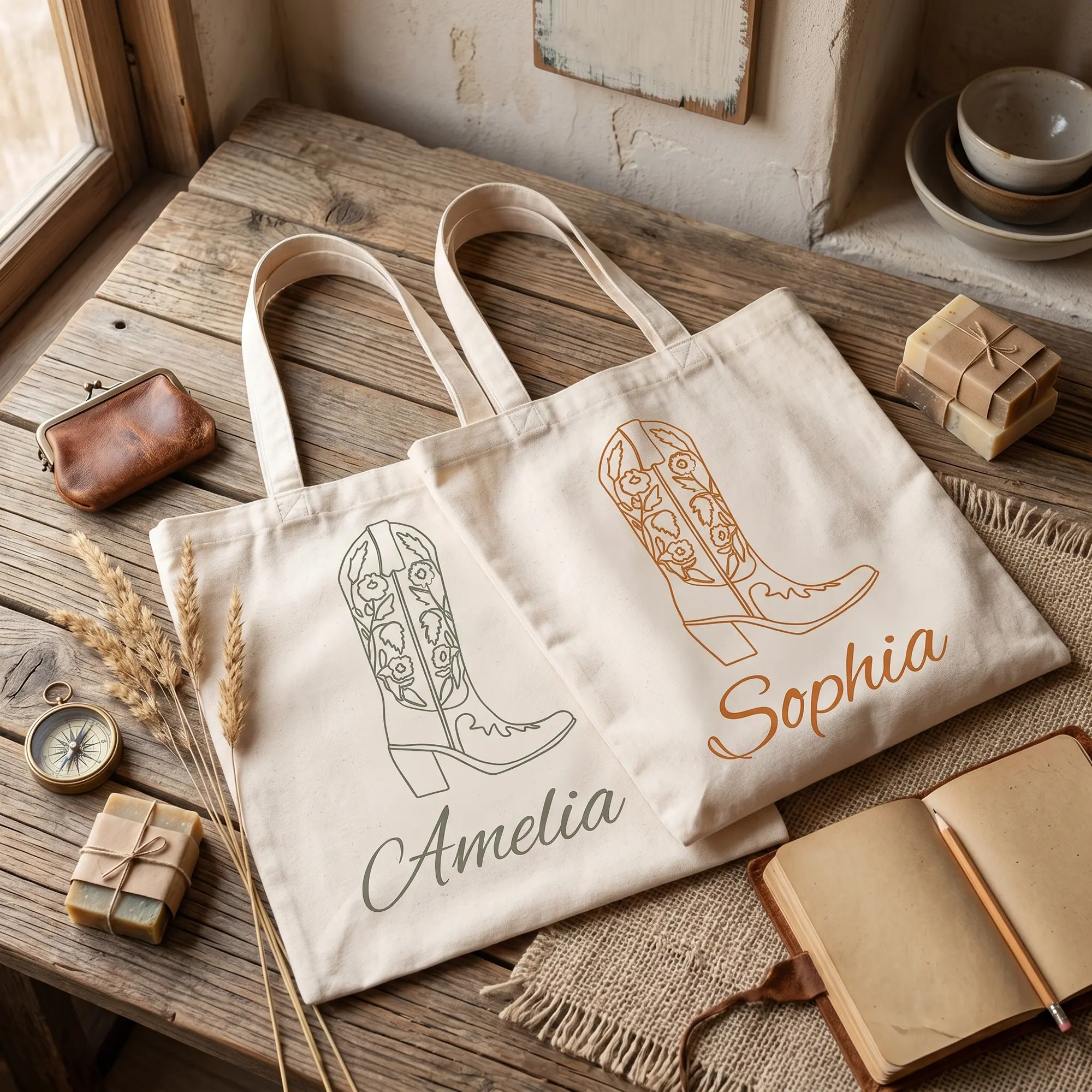 RodyThread Personalized Western Bachelorette Tote Bag Reusable Canvas Welcome Bag for Bridesmaids Bride Aesthetic Coastal Cowgirl Party Favor Nashville Girls Trip Last Rodeo Custom Name Gift Hangover Kit Goodie Bag
