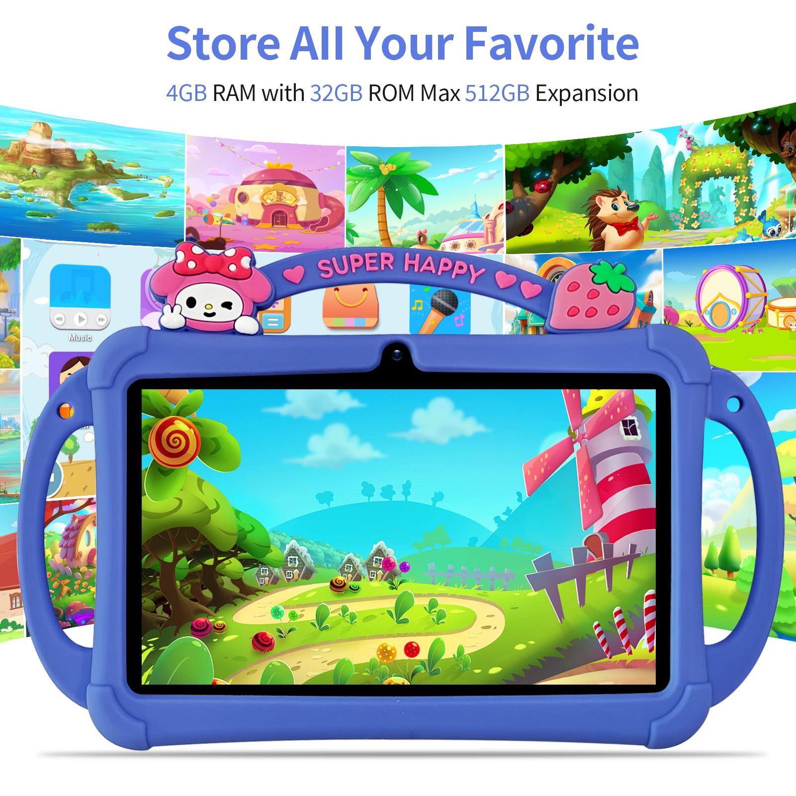 [February Faves] PRITOM Kids Tablet 7 inch Android 13 Bluetooth WiFi HDScreen with Protective Case Parental Control System Dual Cameras Pre Installed Educational Apps Ideal Learning Tablet for Boys and Girls Pink Blue Best Gift For Kids