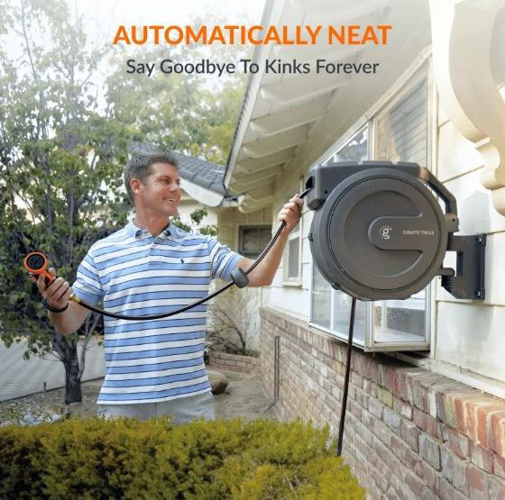 65ft Garden Retractable Hose Reel 5/8in by Giraffe Tools