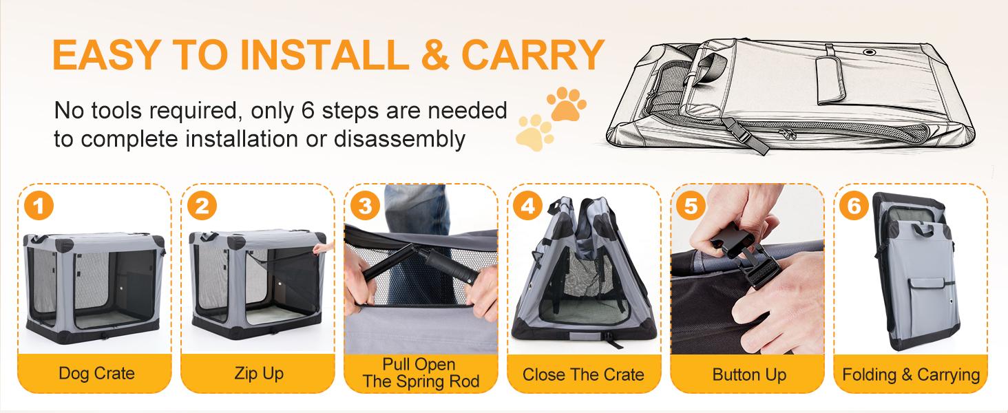 Soft-Sided Dog Crate, Portable Travel Crate With 4-Side Ventilation & No-Tools Setup,Ideal For Car, Hotel, And Vet Visits With Medium Sized Breeds