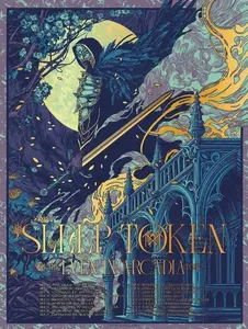 SLEEP TOKEN POSTER Even in Arcadia Tour Gold Foil Screen Print 2025 OFFICIAL NEW