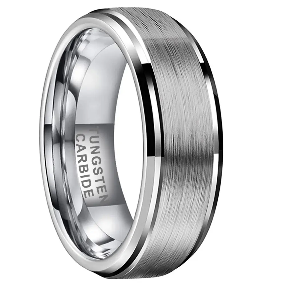Tungsten Carbide Men's Wedding Band - 8mm Classic Comfort Fit Polished Promise Ring, Scratchproof, Tarnish Resistant, Hypoallergenic, 4x Harder Than Stainless Steel Tungsten Ring, Tarnish Resistant Ring, Tungsten Rings