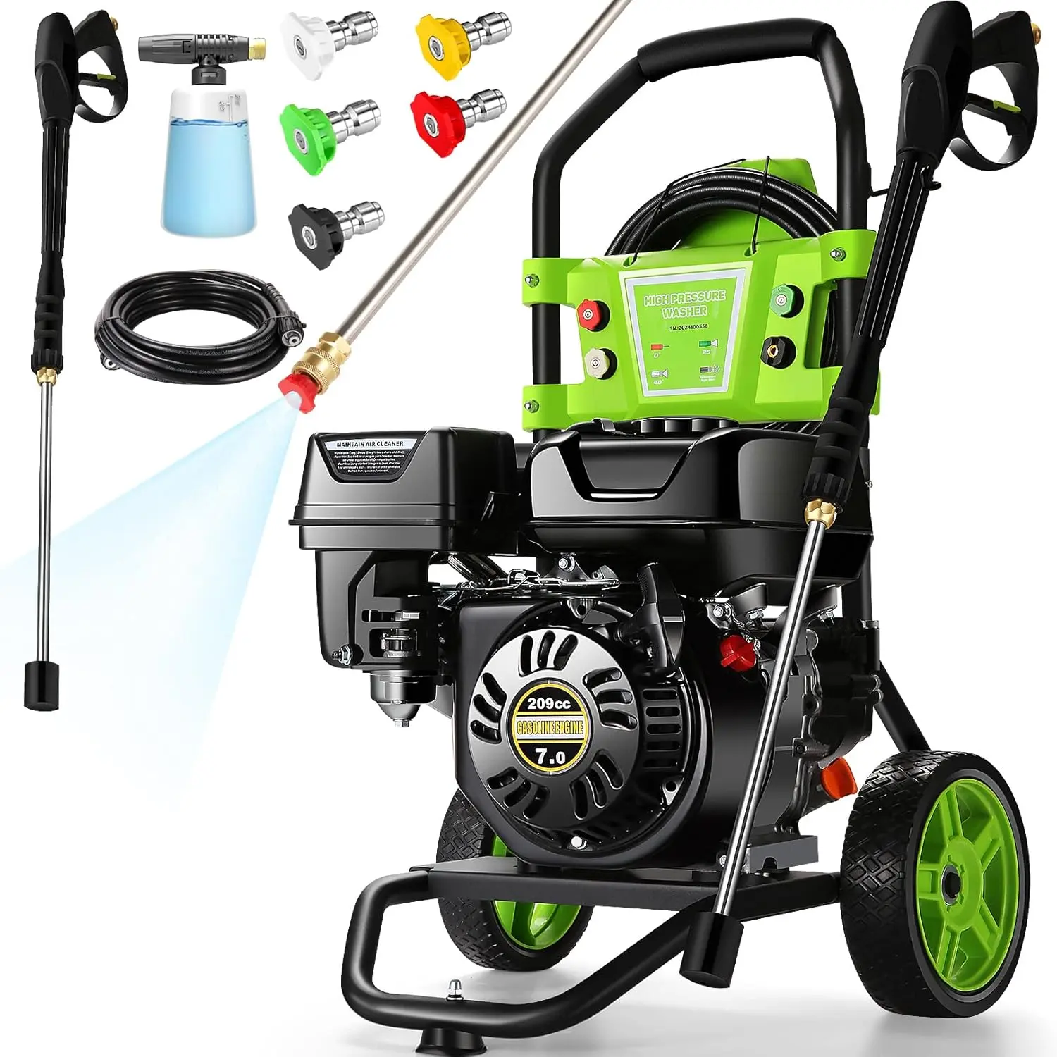 OppsDecor Portable Pressure Washer, 4200PSI 4.0GPM Gas Power Washer with 209CC Engine, Commercial High-Pressure Cleaning Machine, 25ft Hose & 5 Nozzles for Patio, Vehicle, pressure washer tiktokshopbacktoschool