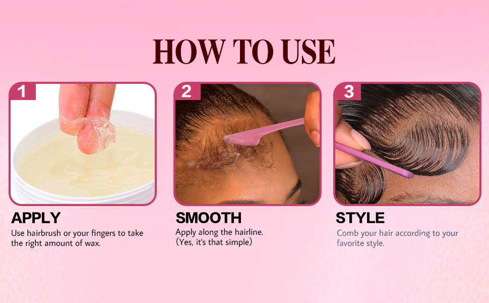 4 Counts Natural Edge Control Wax Gel for Women Strong Hold, Non-Greasy, No Flaking or White Residue, Smooths Edges Organic (Strawberry Scent)