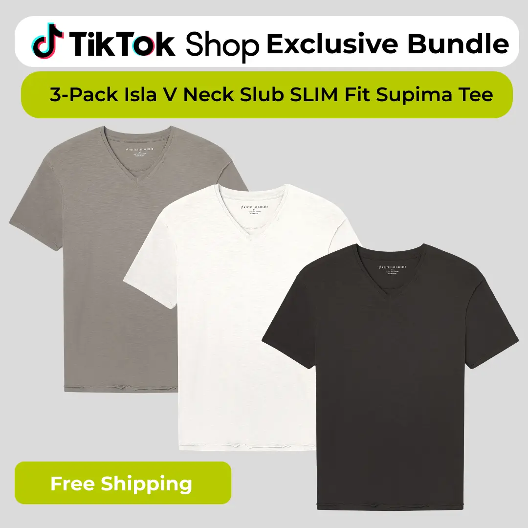 3-Pack Supima Cotton V-Neck Slim Fit Tees | Made in USA Casual Beige
