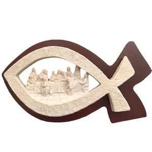 Fish-Shaped Last Supper Scene Statue for Holiday and New Year Parties