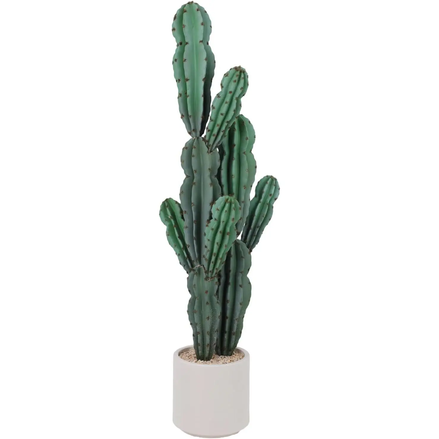 Artificial Cactus Plant, Tall UV Resistant Faux Cactus Plant, Realistic Texture Tall Fake Plant, Faux Desert Cacti Plant with Planter,Green 1