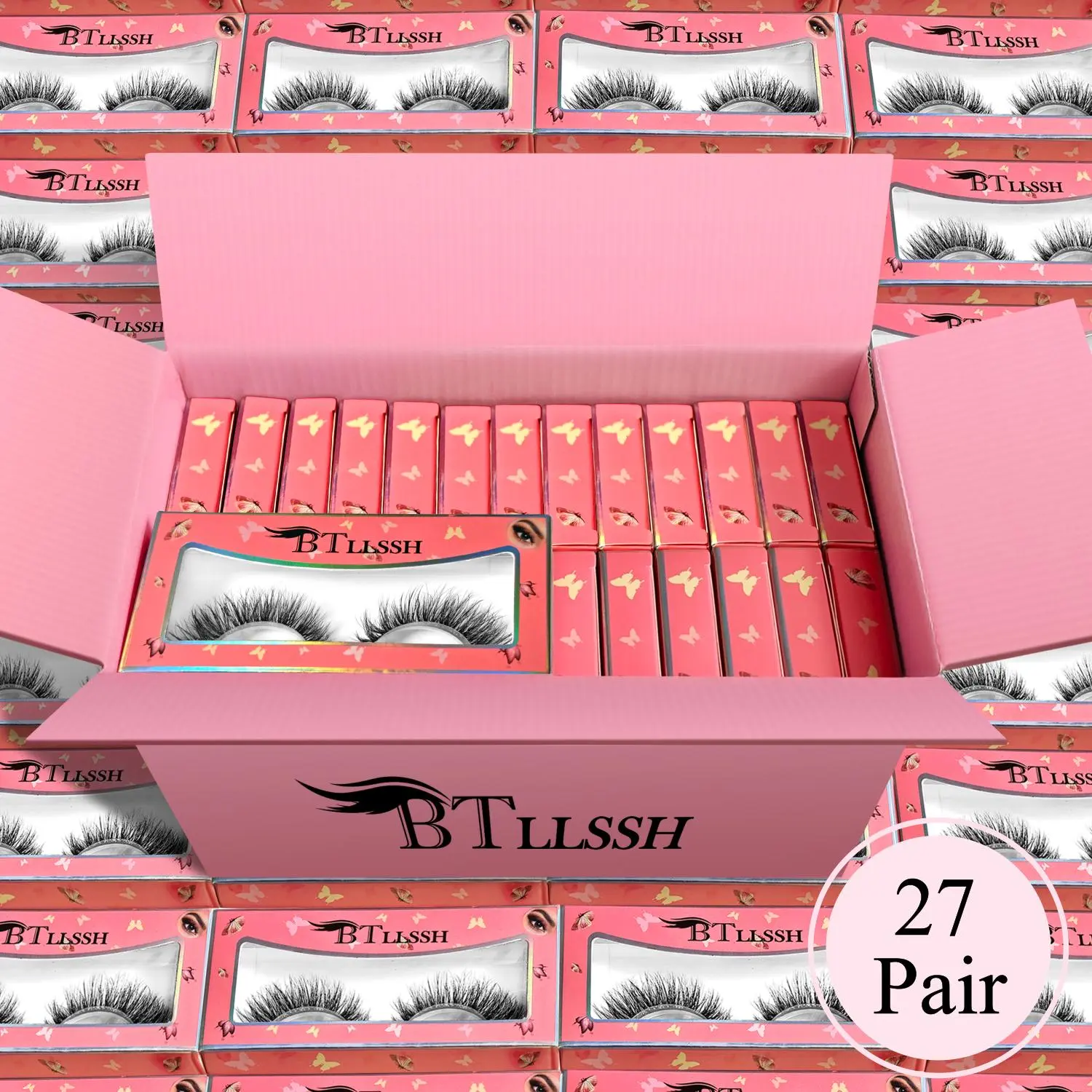 27 Pairs Synthetic Cosmetic False Eyelashes Set, Natural Curling Individual Self-Grafting Lashes, Eye Makeup for Women