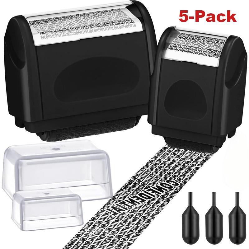 5-Pack Roller Stamp PrivacyProtection Address & Billing Info Blocker for IdentityTheft Prevention 100m Long Lasting Ink Roll Home &Office Mailing Essential, 2026 New Year To Protect Yourself