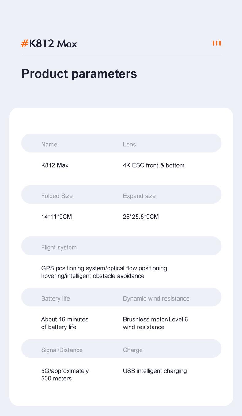 CJC K812 MAX Drone with GPS Intelligent Return-to-Home Function Brushless Motors Dual Cameras Obstacle Avoidance Dual Batteries Remote Control with Screen Wi-Fi/5G Transmission for Adults and Beginners stable hover