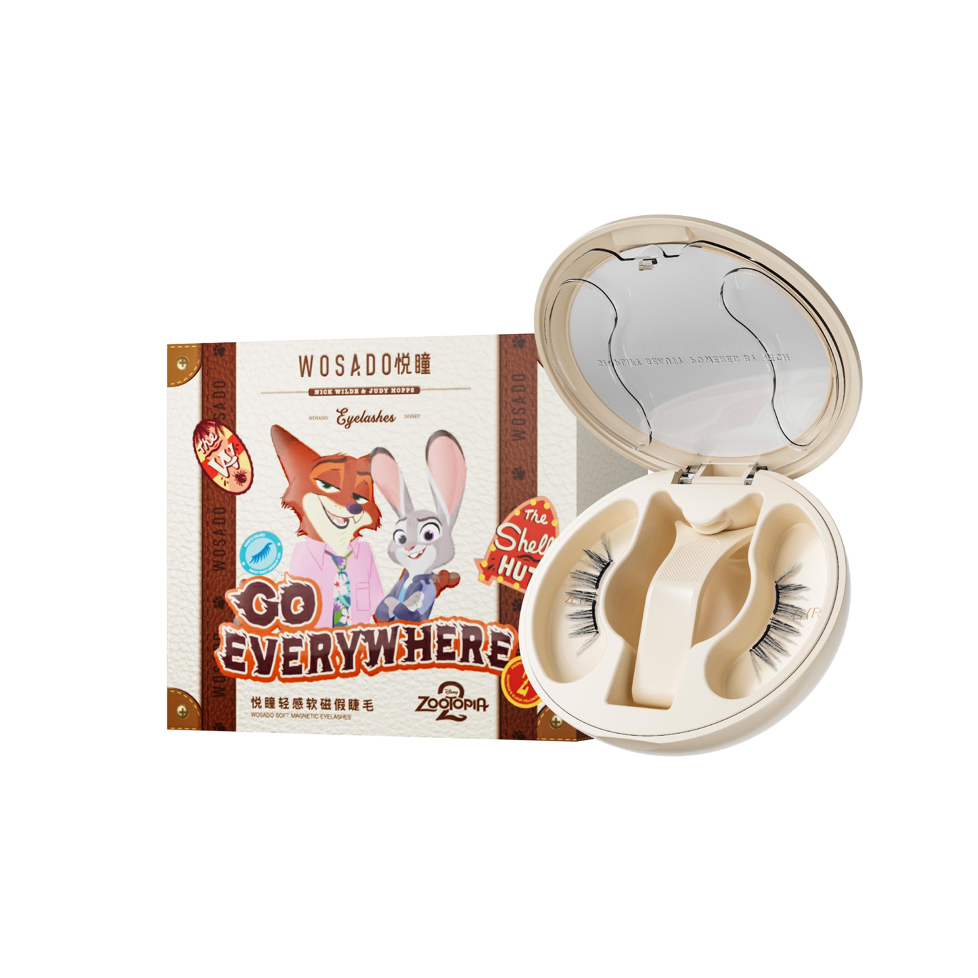 WOSADO Zootopia II Limited Edition Soft Magnetic Eyelashes All-in-One Box Waterproof Reusable Glue-Free Makeup Cosmetic Natural Style 4 Pieces Set Storage