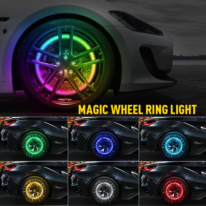 AUXITO 17.5" RGB & Chasing Three Flow Row LED Wheel Ring Rim Lights For Truck Car set