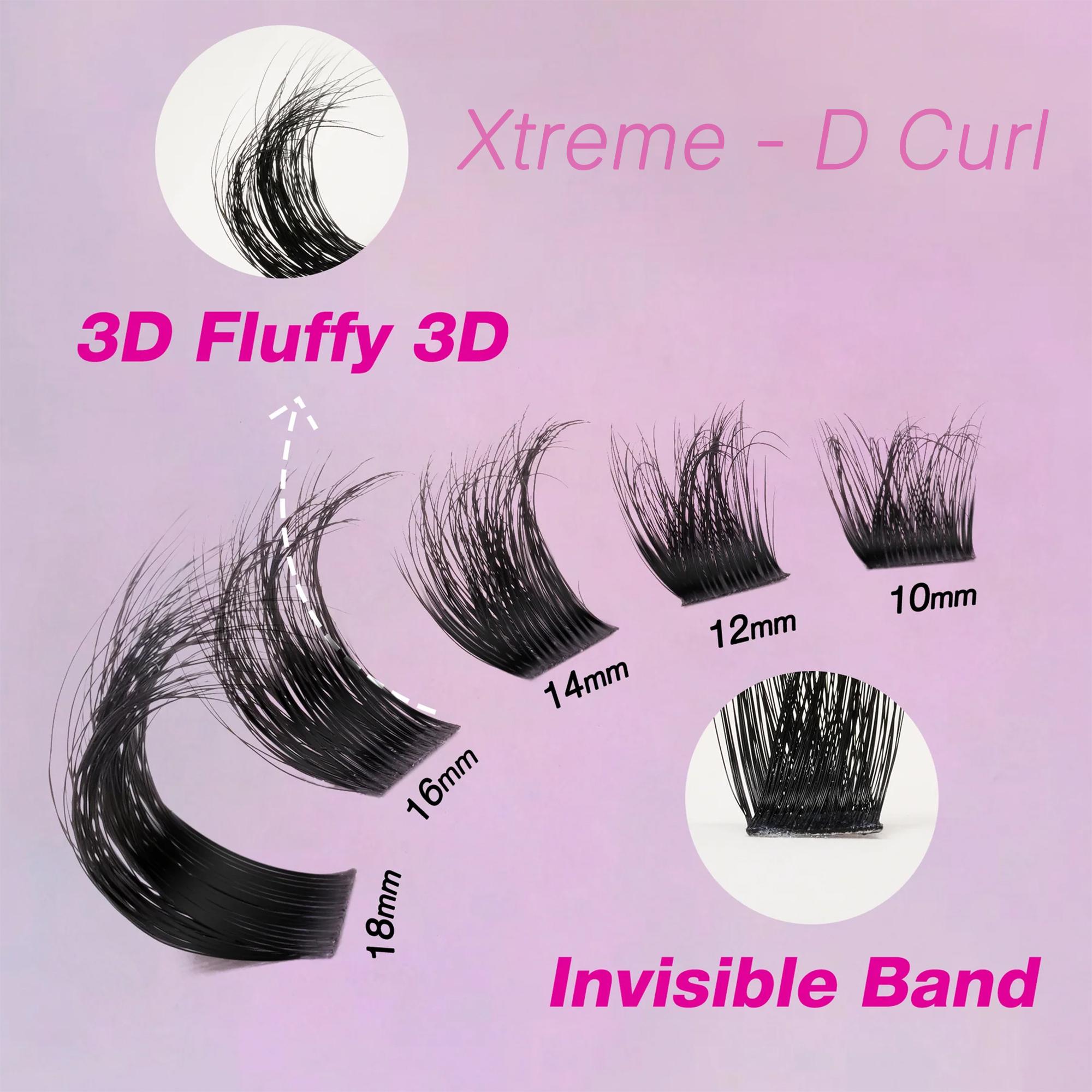 VEYESBEAUTY VB-Xtreme Cluster Lashes 3D DIY Mixed Length Individual Eyelashes Soft Durable Matte Black Fluffy for Makeup Cosmetic Eyelashes Extensions