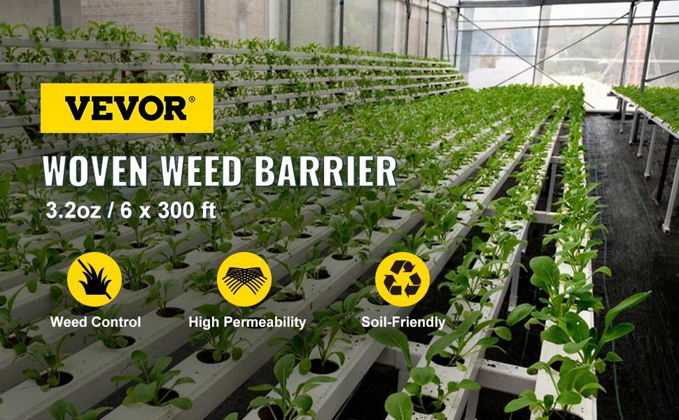 VEVOR Premium Weed Barrier Fabric Heavy Duty, Woven Weed Control Fabric, High Permeability for Flower Beds & Geotextile Underlayment VEVOR Super Brand Day