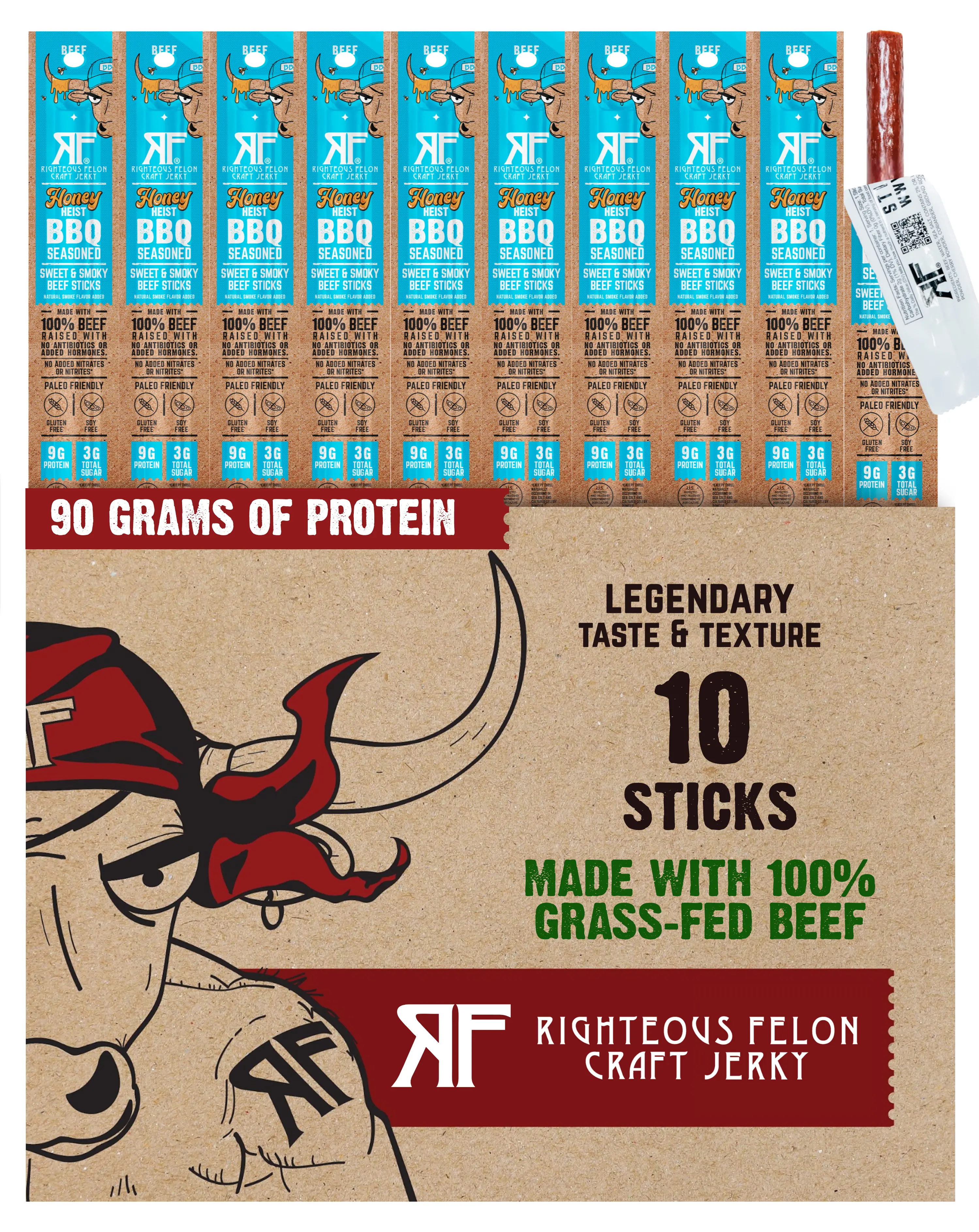 NEW Honey Heist BBQ Beef Stick (10-Pack)