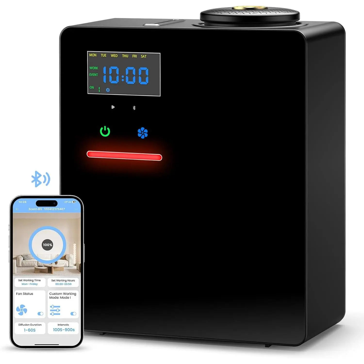 XEITIN  Essential Oil HVAC Diffuser 5000 Sq.Ft Coverage for Large Home, Hotel, or Office, 200ml Cold Air Scent Diffuser Machine with Bluetooth App Control, Quiet No-Heat HVAC Fragrance Diffuser, Silent Spray Humidifier Aromatherapy, air purifier