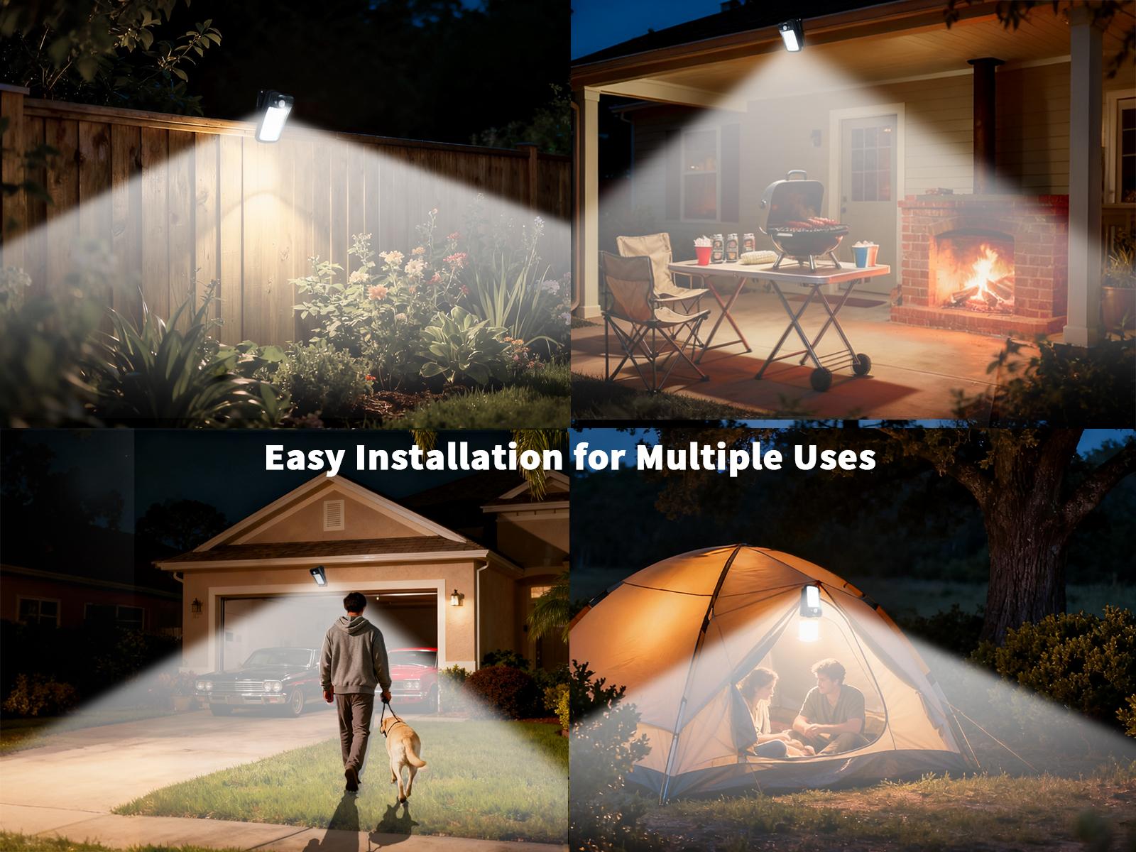 Outdoor Solar Light, USB & Solar Powered Clip Light with Motion Sensor, 3 Modes, Waterproof — Perfect for Yards, Garages, Porches, Patios, Gardens, Pools & Barns