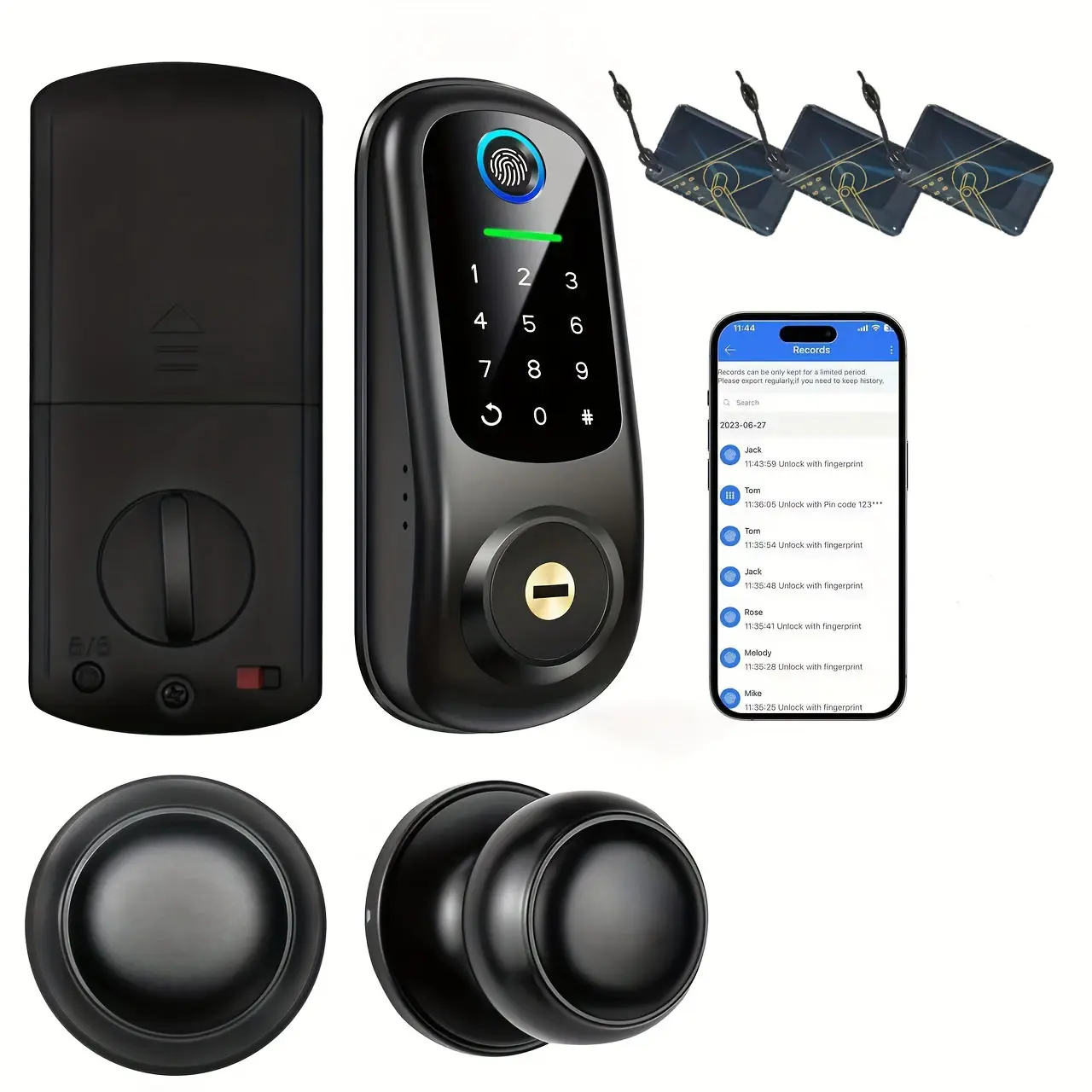 Fingerprint Door Lock, Keyless Entry Door Lock with Handle, Smart Front Door Lock Set, Fingerprint Smart Deadbolt Electronic Digital Keypad Lock