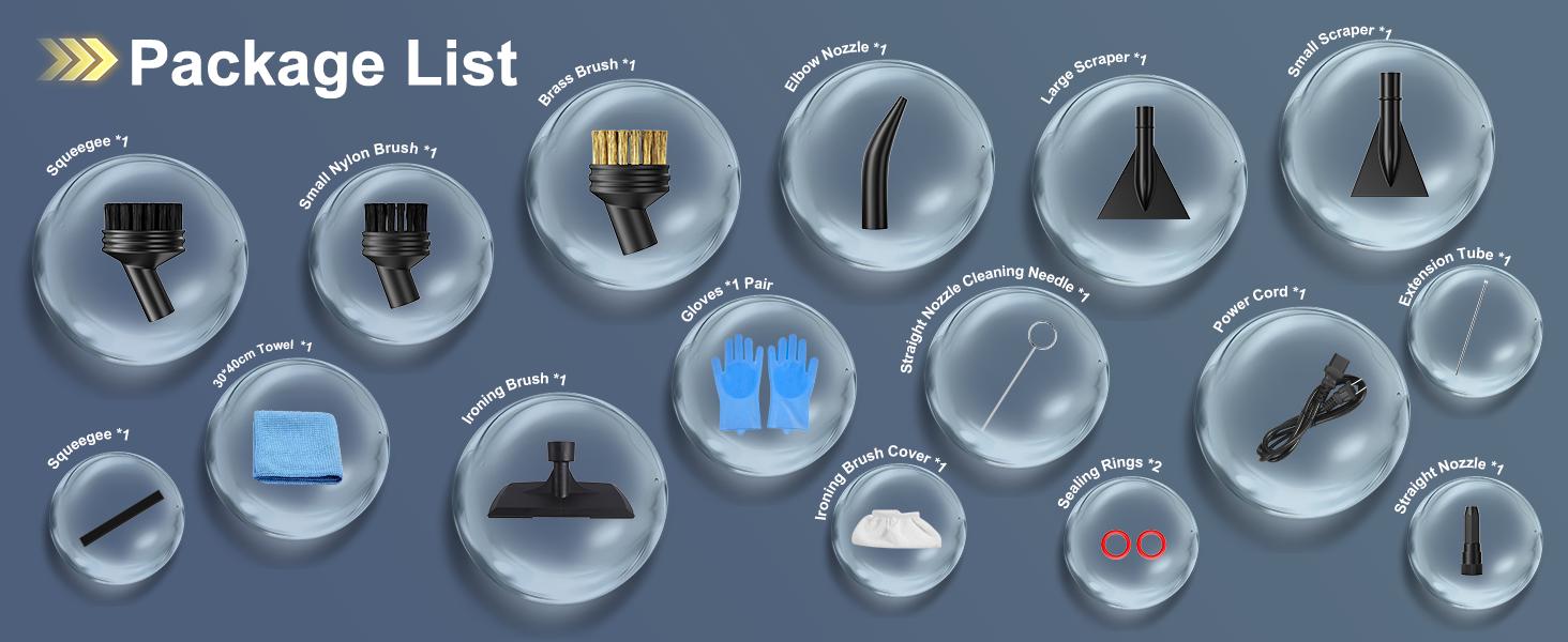 Powerful 2500W Handheld Steam Cleaner, 3-Level Handle Control, 20 Attachments