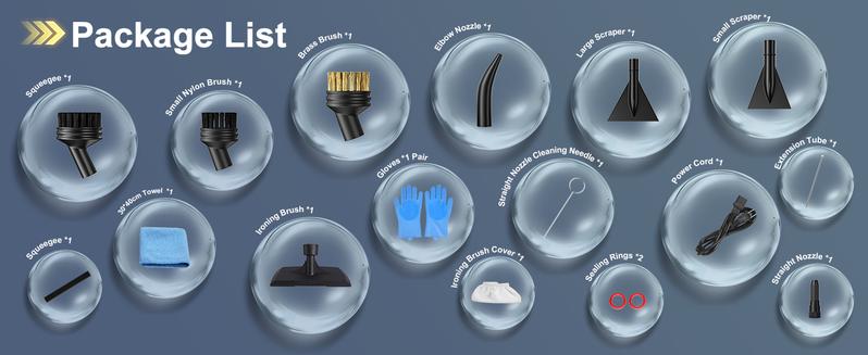 Powerful 2500W Handheld Steam Cleaner, 3-Level Handle Control, 20 Attachments