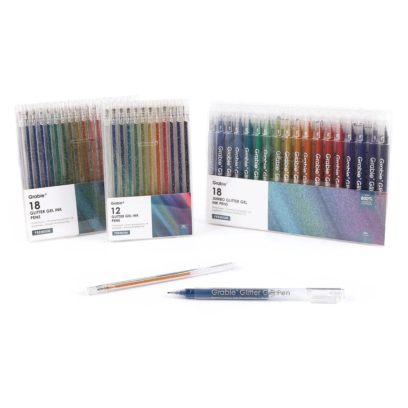 [Flash Sale] Grabie Dual Tone Iridescent Glitter Gel Ink Pens - 12/18 Vibrant Colors for Lettering, Coloring Books, Scrapbooking, Planner and More colorful pens, crafts, drawing, design Art Markers Set, Back to School, Class Reward Gift Idea