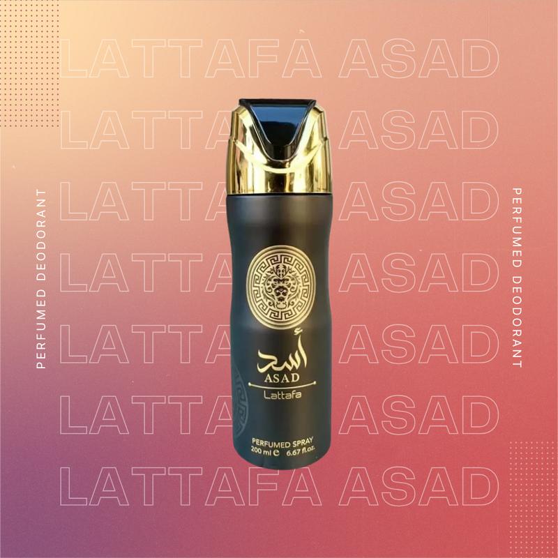 Lattafa Asad Perfumed Deodorant Body Spray for Men 6.67 oz – A Bold & Captivating Scent for Body Care