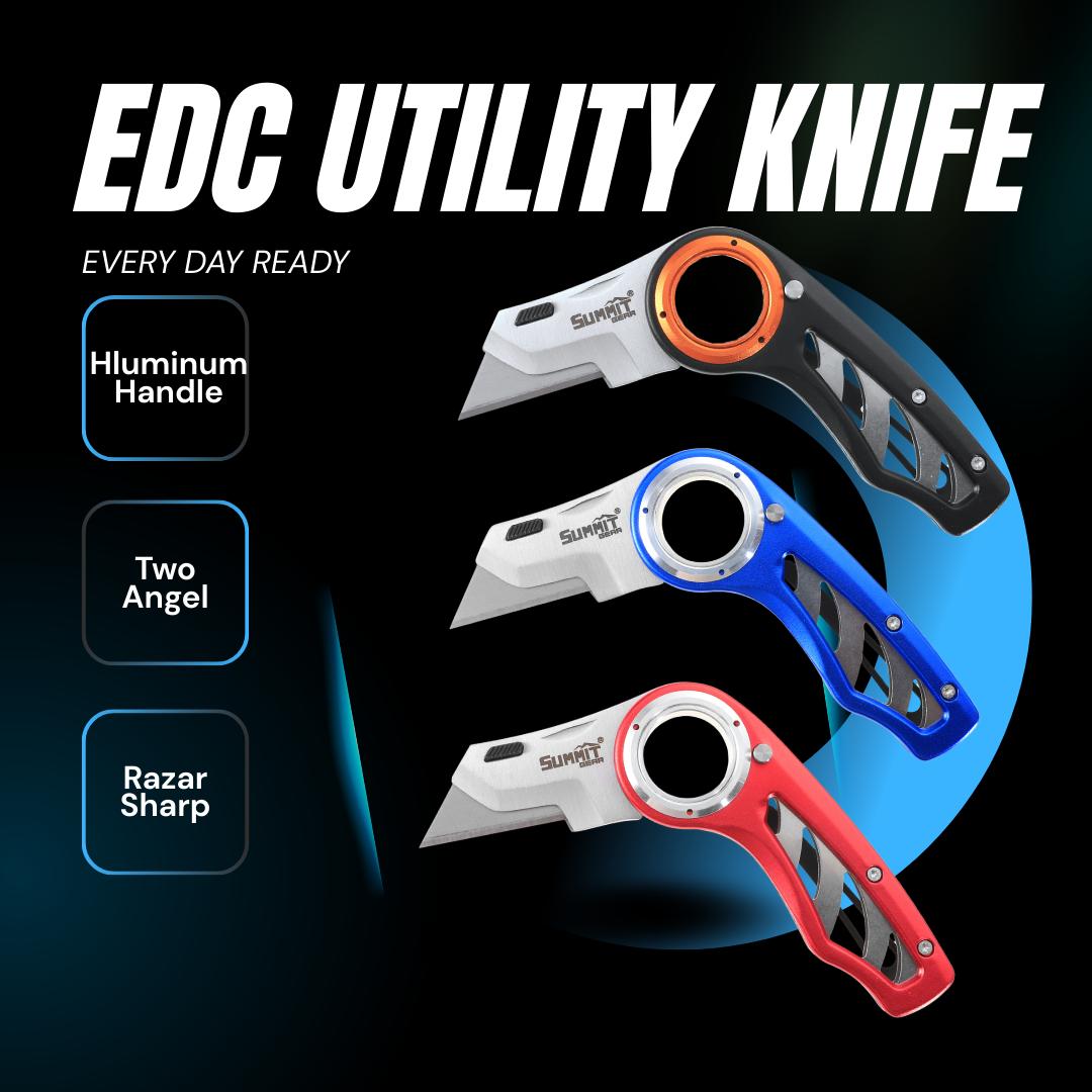 EDC Folding Utility Knife,Compact,BoxCutter,Lightweight,Aluminum Handle,5 PICS SK5 Blades replacement,Belt Clip,knives for men,tools and gadgets for him,EDC Tool for HomeOffice,navajas para hombres trabajo