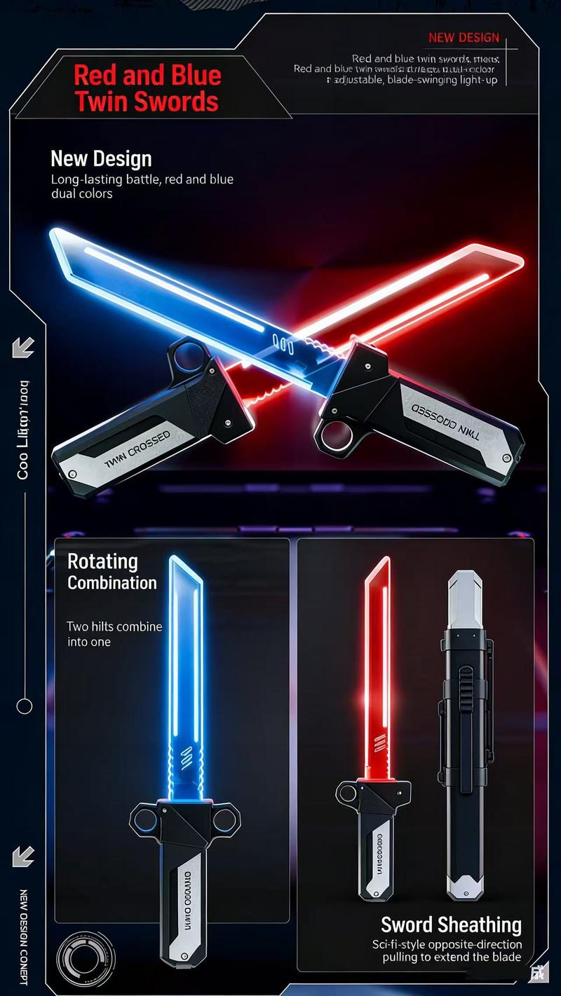 【SaberX】2026 Dual-Color LED Retractable Toy Sword – Swing-Activated Light Blade, Plug-In Dueling Play Sword for Kids & Collectors