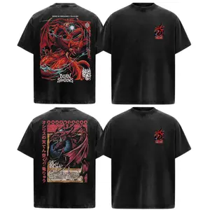 Slifer the Sky Dragon Yu Gi Oh Anime Manga Acid Washed 230GSM Heavyweight Cotton T Shirt Collection - Size S to 3XL - Unisex Vintage Streetwear Oversized Crewneck Merch - Gift for Anime Fans