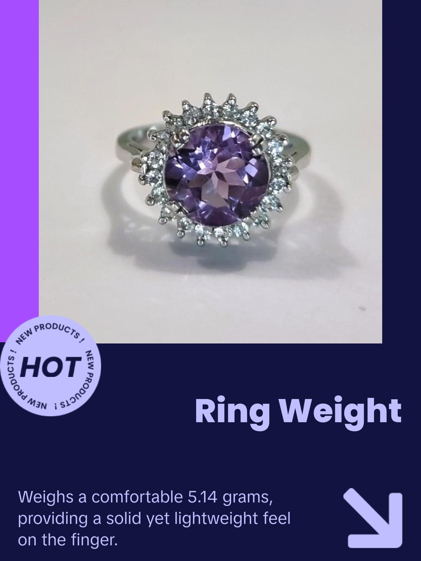 2.50ct Round Cut Purple Amethyst Statement Ring