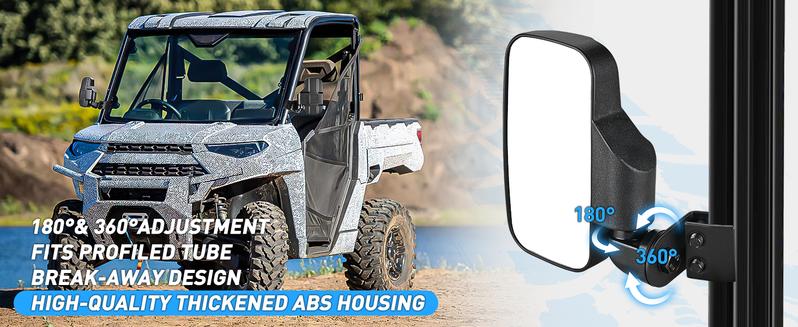 Nilight UTV Side Mirrors Compatible With 2015-2023 Polaris Ranger 1000 Can-Am Defender Maverick Trail Pro-Fit Cage Profiled Tube Adjustable Break-Away Rear View Mirror Car Accessories Truck