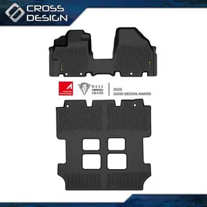 CROSSDESIGN  Floor Mats Liners Fits 2011-2017 Honda Odyssey 3 Row Liners Set All-Weather TPE