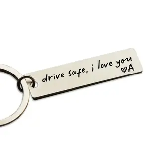 Driving Safe Keychain Gift, Engraved 'I Love You' Stainless Steel Keyring for Husband, Boyfriend, Brother, or New Driver - Personalized