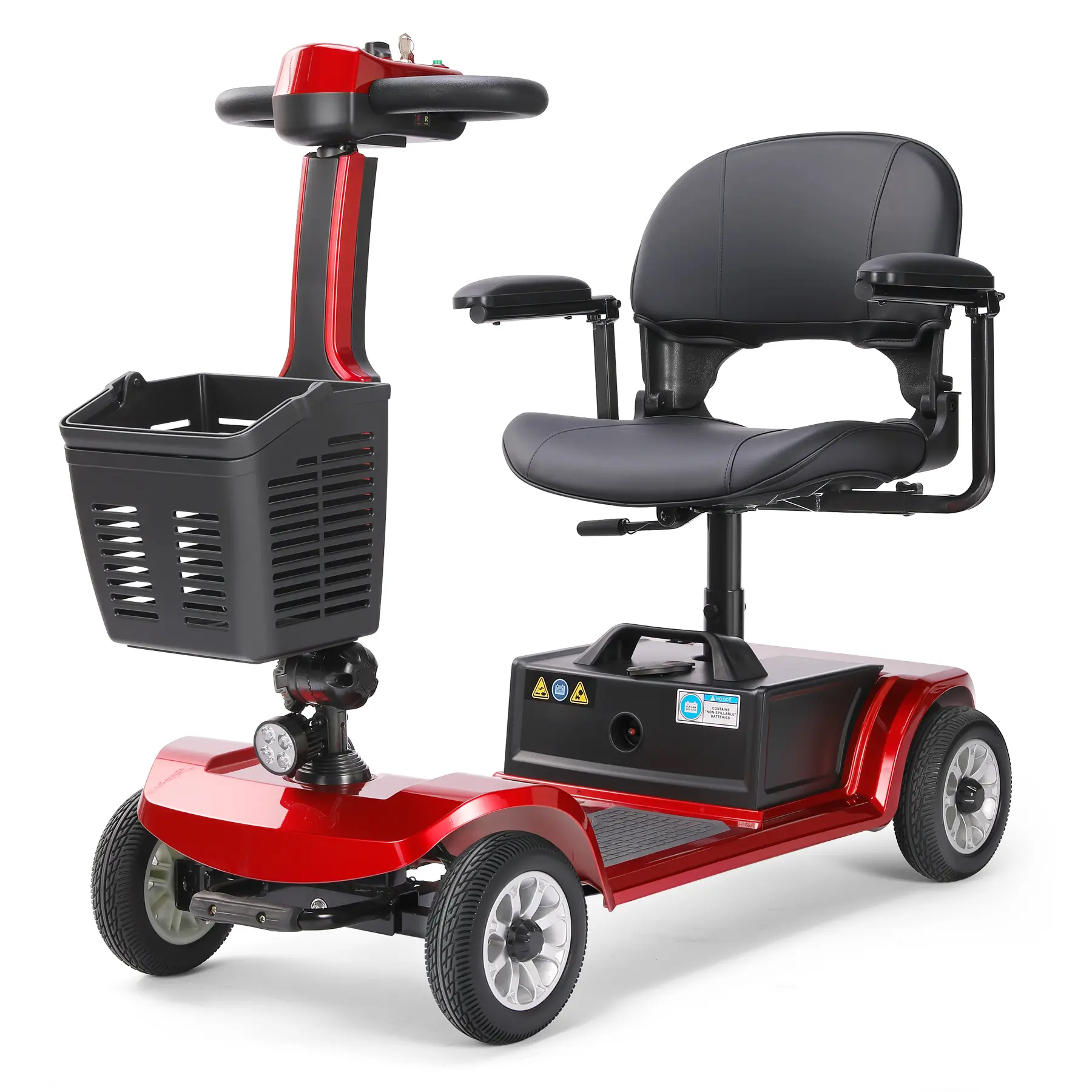 Unificare Silver Motorized 4-Wheel Foldable Wheelchair Scooter for Seniors - Portable, Easy-to-Use, Sturdy, Adjustable, 418 lbs Capacity, 12.4 mi Range Per Charge, Comfortable Swivel Seat, Tight Turning Radius, Indoor/Outdoor Folding Escooter, 50Kg