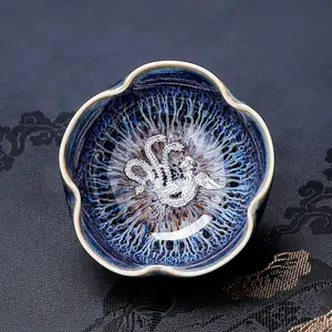 Silver-rimmed Tea Cup Master Ganjin Cup Kiln-Changed Handcrafted Chinese Tea Set Gongfu Tea Cup Single Cup