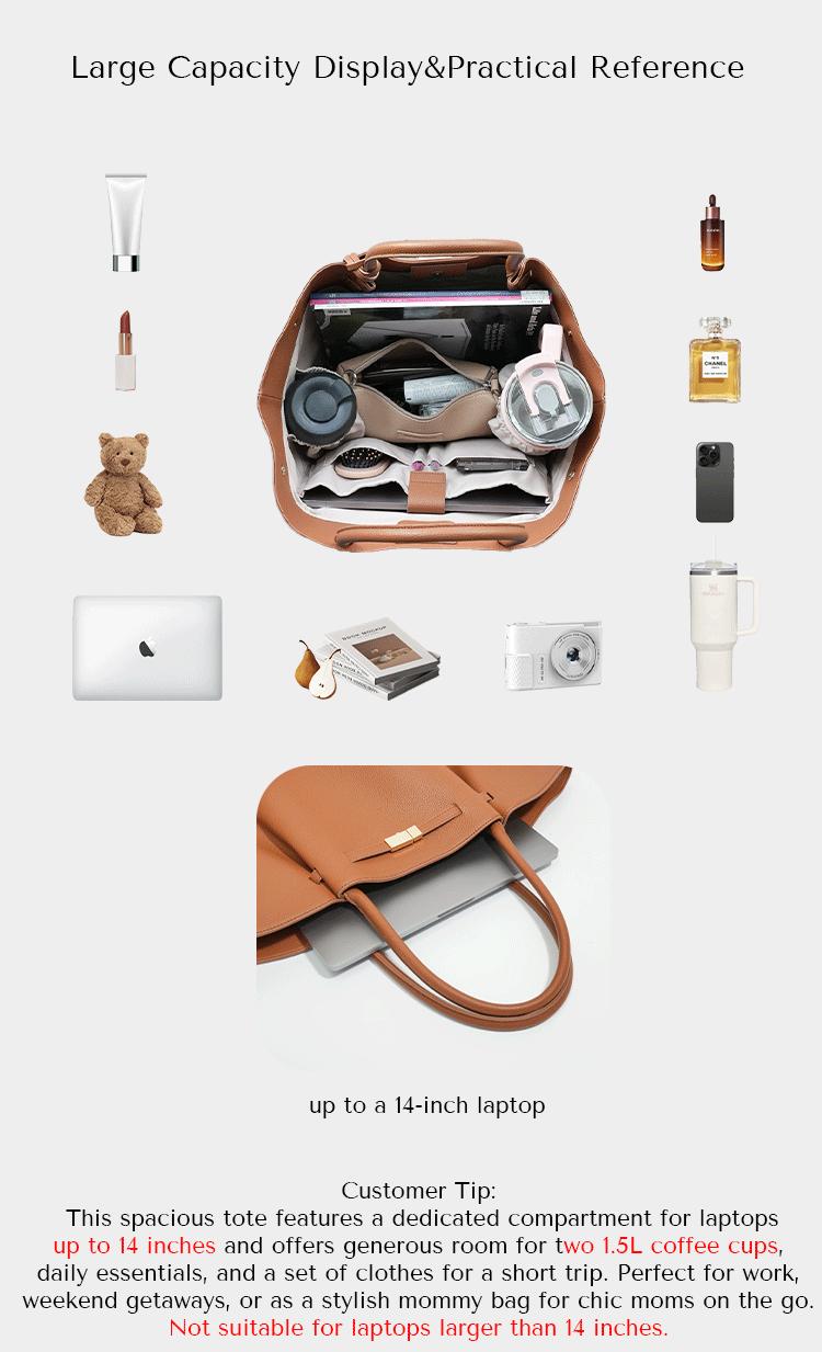 NEWBELLA Marella Top Handle Tote Bags - Elegant PU Leather Tote with Detachable Charm & Magnetic Closure System for Everyday Use 23.6" x 12.6" x 5.5" x 11"