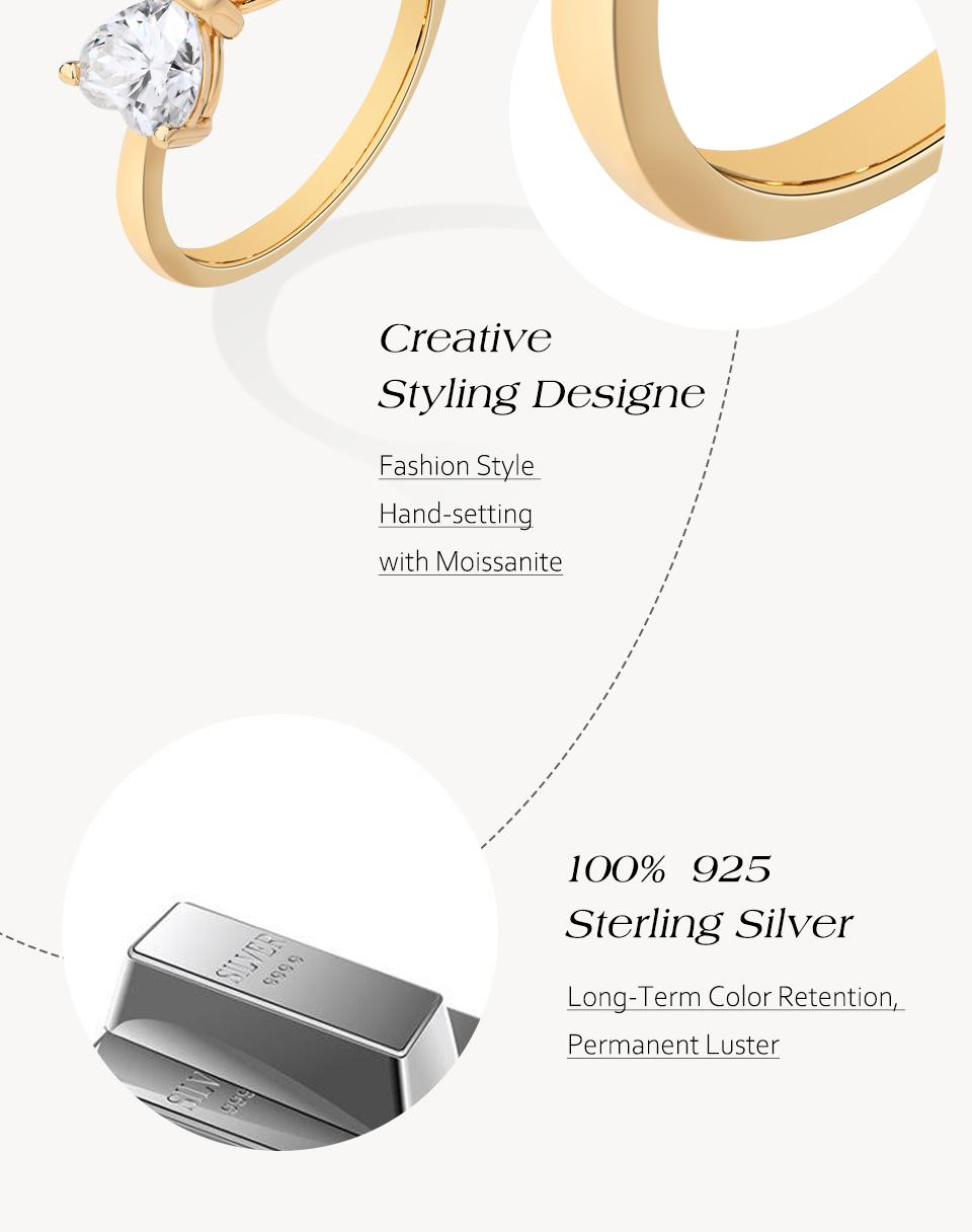 ATTA GEMS Classic D VVS1 Color Heart Cut 1.6CT Synthetic Moissanite Ring for Women Adult 925 Sterling Silver Rings Engagement Wedding Jewelry Gift R265 SpringStatements