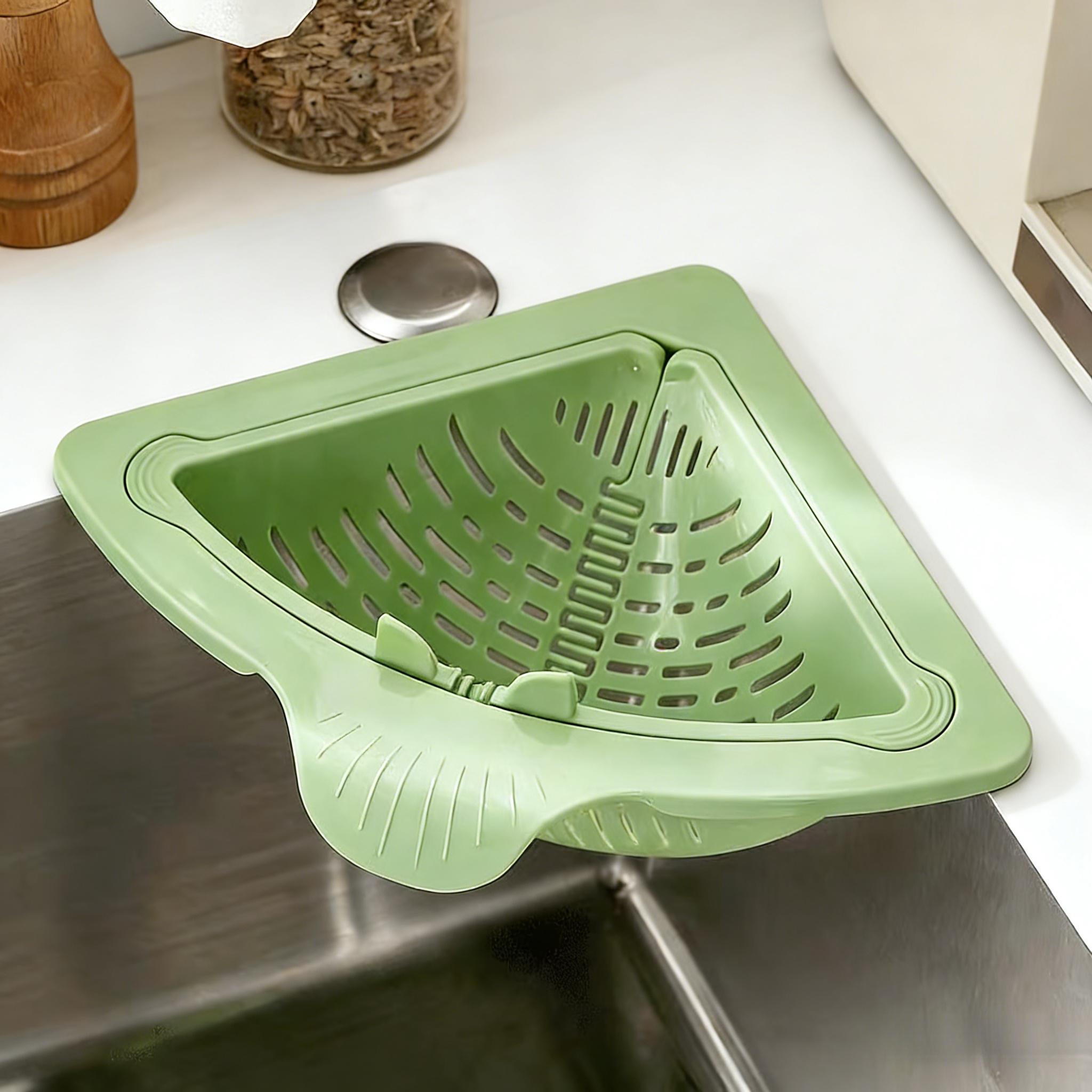 2pcs triangular magnetic sink drain baskets, food filter, drainage basket, household kitchen filter, easy to clean, easy to install