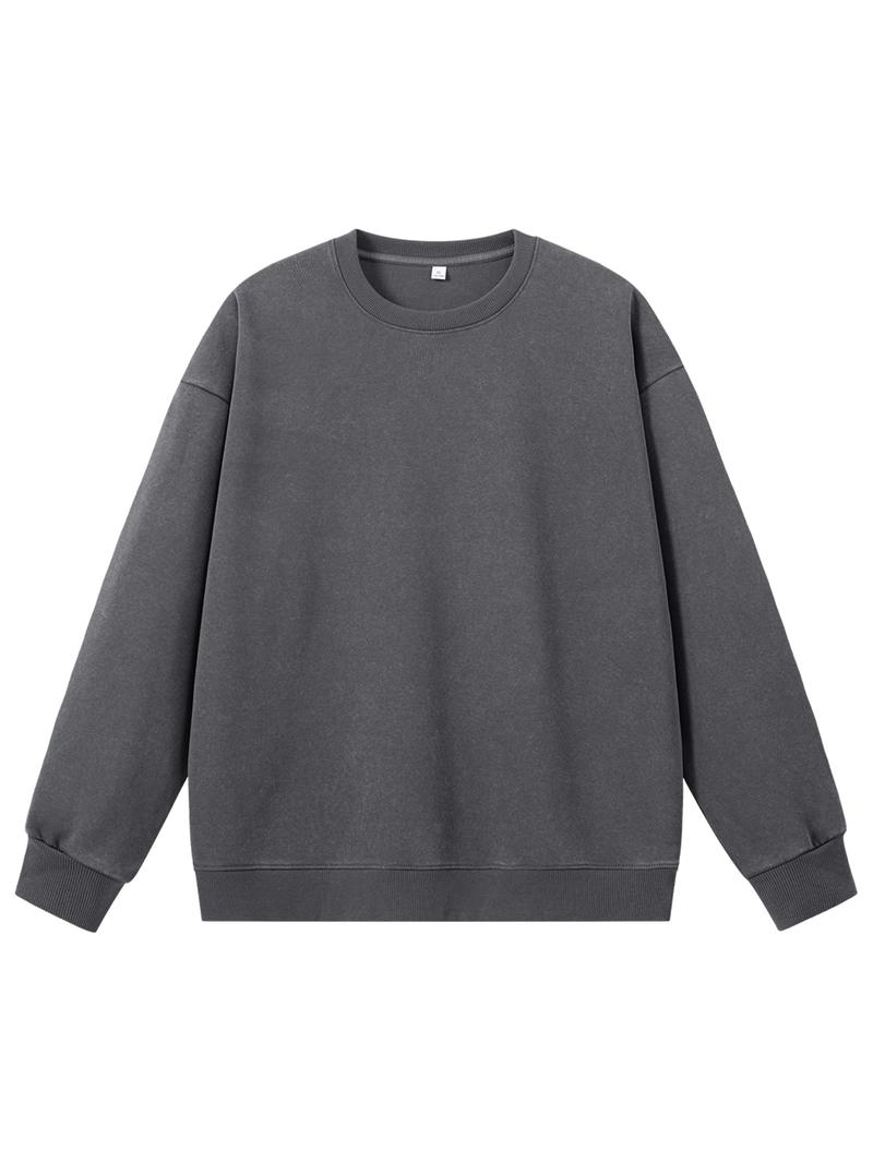 CCCMAI Men's Loose Crewneck Long Sleeve Sweatshirt Vintage Casual Pullover in Multiple Colors Round Neck Top Menswear Plain