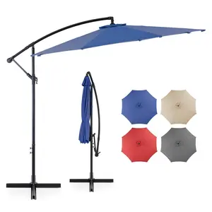 9.8FT Offset Patio Umbrella Hanging Cantilever Umbrella - Outdoor Sun Shade with Easy Tilt Adjustment, 8 Ribs, UV Protection