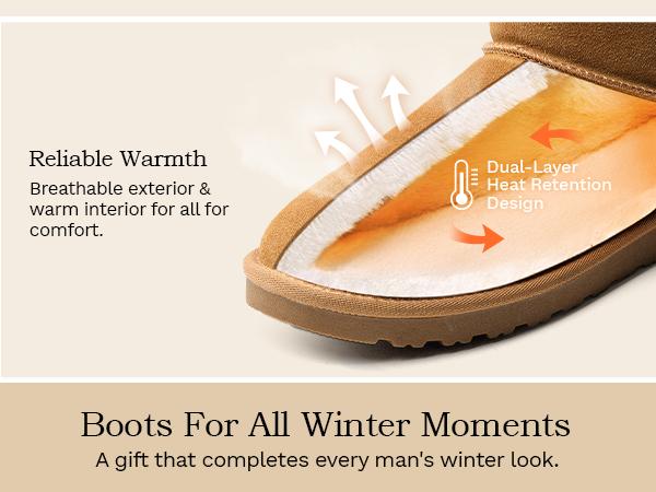 Bruno Marc Men's Winter Boots Cold Weather Outdoor Casual Warm Suede Faux Fur Lining Short Boots