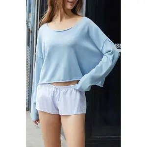 John Galt Women's Light Blue Cameron Cropped Sweater