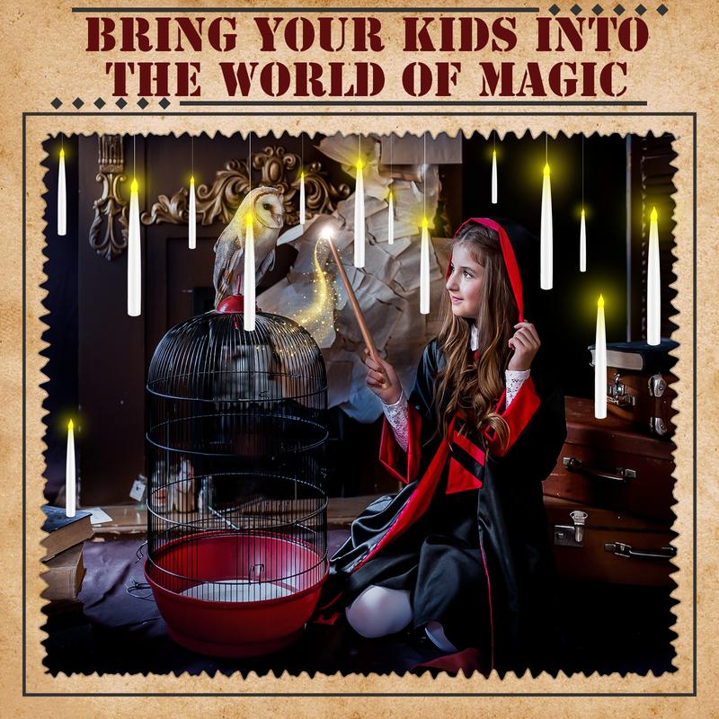 Magic Wand Remote Floating Candles - Enchanted 12-Pack Gift Set for Christmas, Halloween Decor & Party Favors