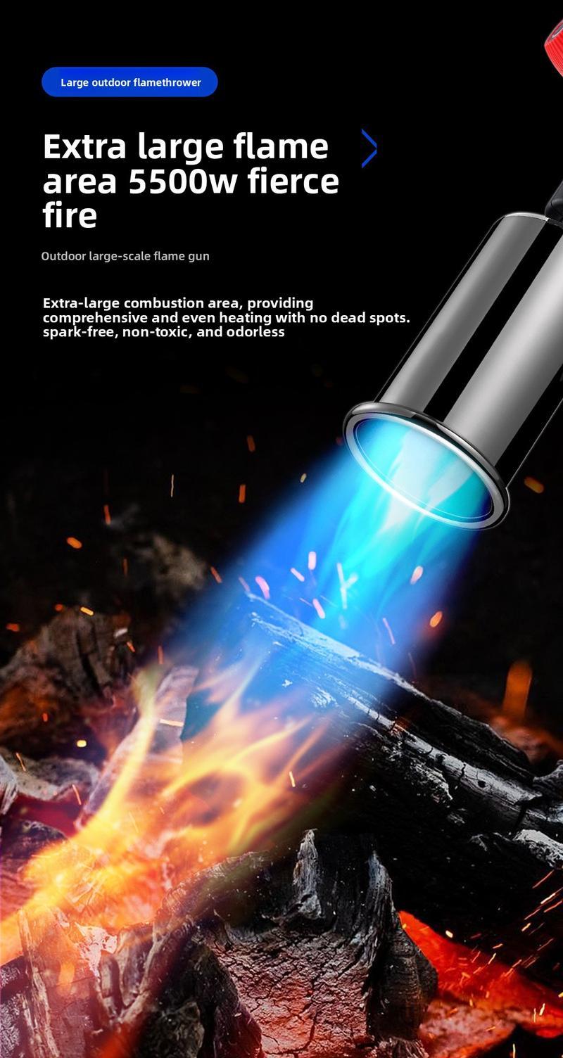 AXIZITECH Powerful Propane Torch(Propane Tank Not Included),With One-Touch Max Fire Button and Safety Lock, Adjustable Blow Torch for Sous Vide Searing Steak, BBQ,Fireplace,Charcoal Wood，Excellent Gift for Christmas and New Year(Without a gas cylinder) Su